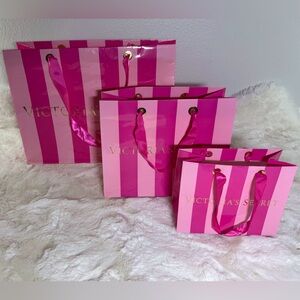 Victoria's Secret Pink Striped Gift Bag Large, Medium & Small Shopping Bags